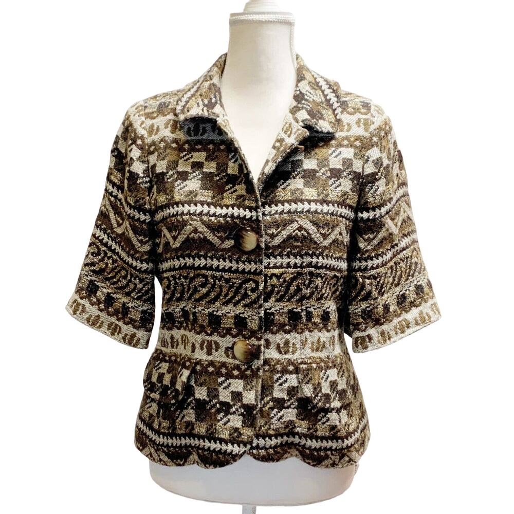 DONCASTER Brown Button Front Blazer Jacket Suit - Size 8